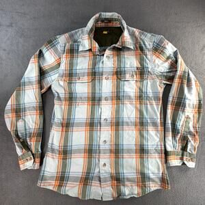 Eddie Bauer Travex Button Shirt Mens Small Green Plaid Lightweight‎ Performance